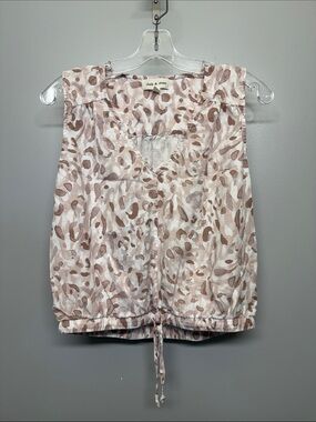 Anthropologie Cloth & Stone Sleeveless Pink and Cream Printed Blouse